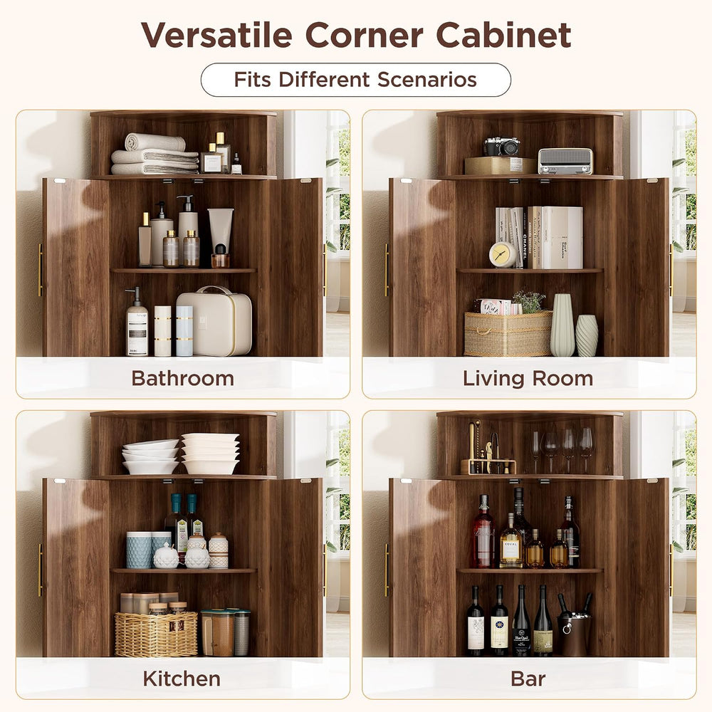 Vabches Corner Storage Cabinet, Corner Bathroom Cabinet with Open Storage