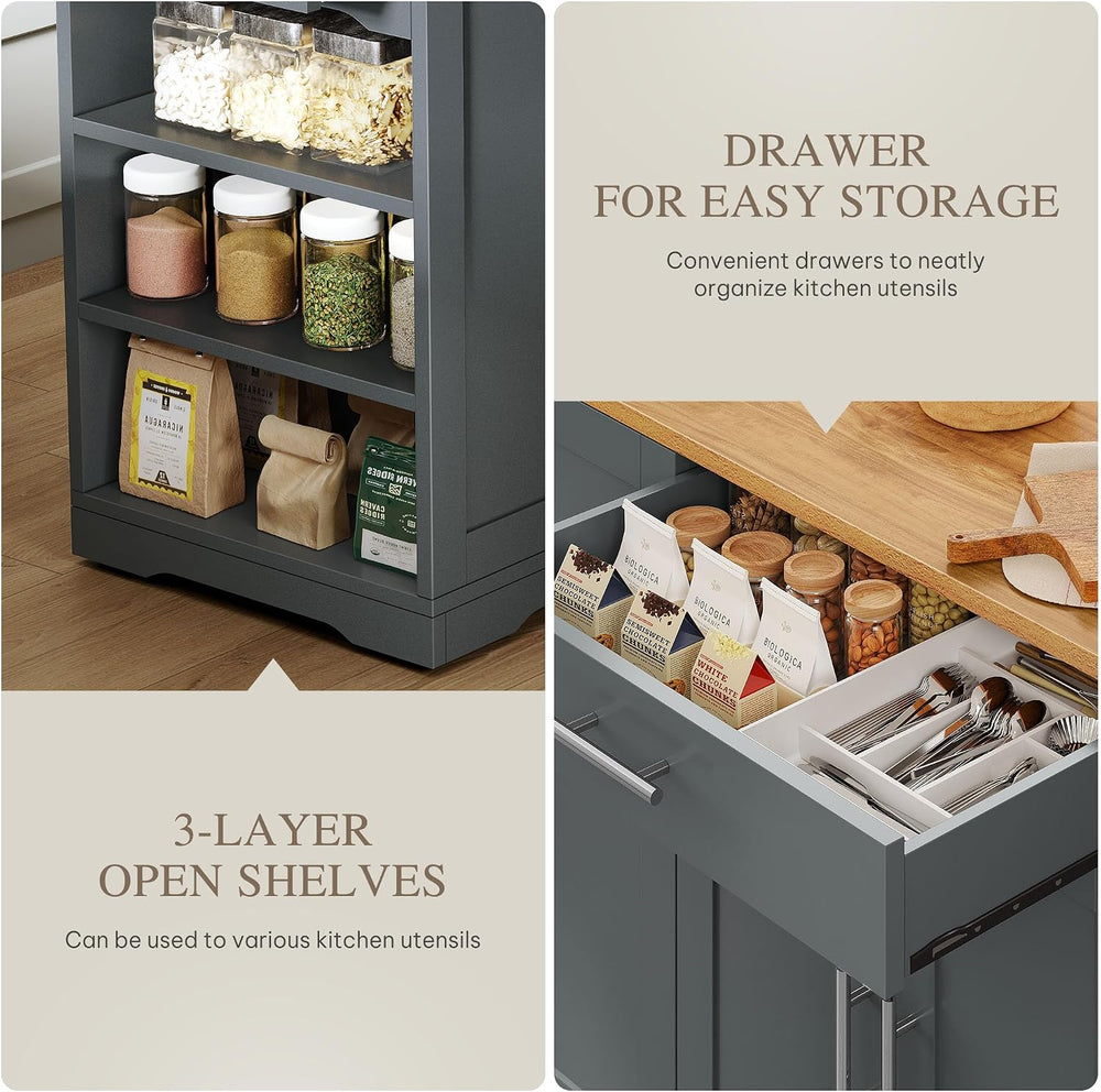 DWVO Large Kitchen Island with Trash Can Cabinet
