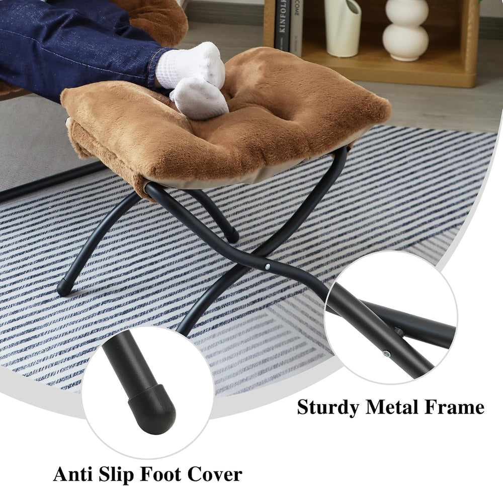 15"(H) Folding Ottoman, Set of 2, Foldable Footrest Stool, Small Foot St...