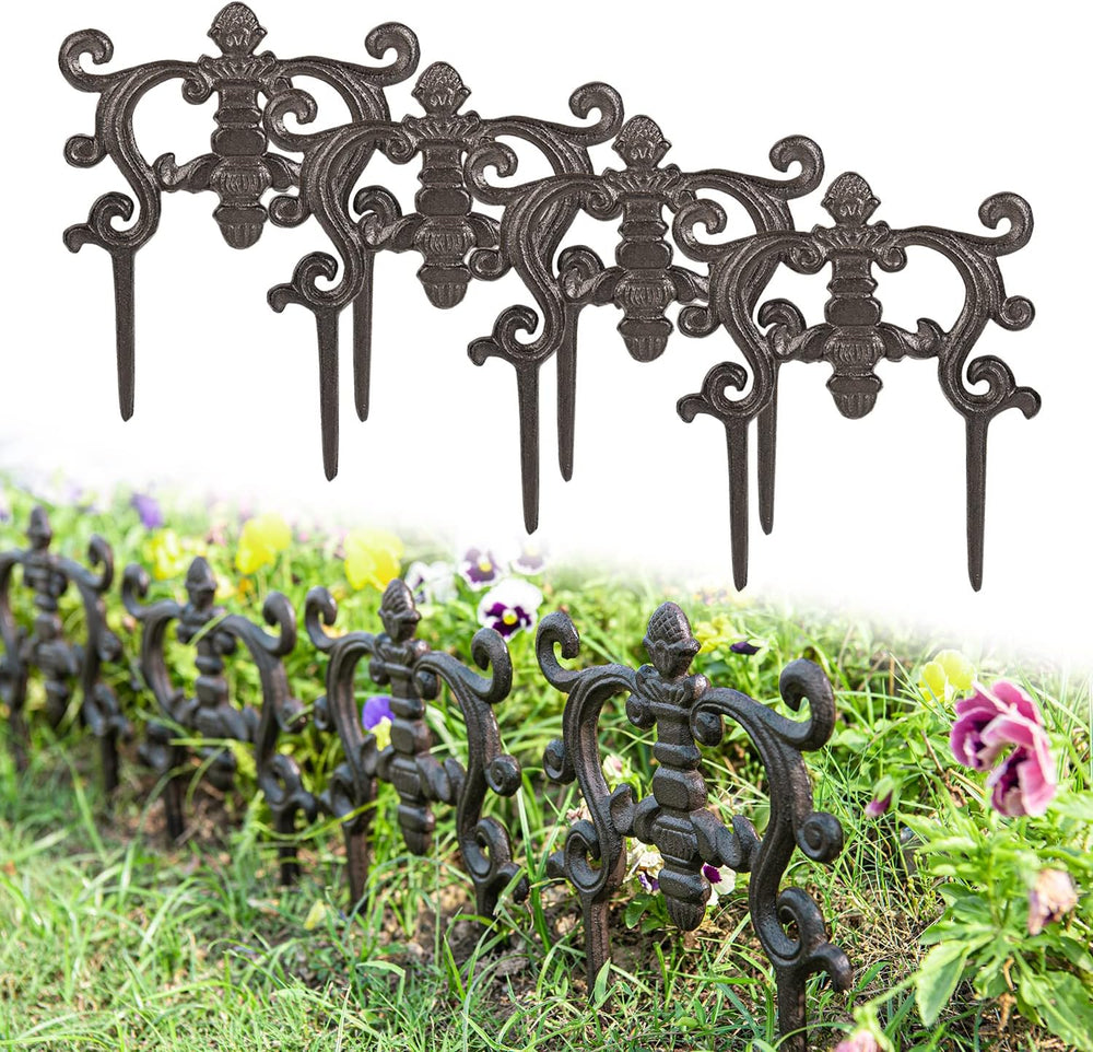 Sungmor Cast Iron Brown Flower Bed Edging - 9.4 Inches Tall 4 Pack