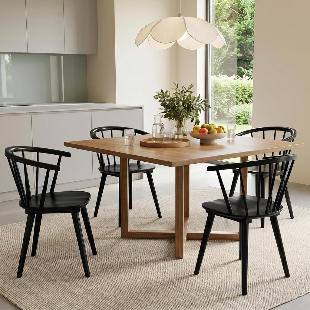 DUHOME Wooden Black Dining Chairs Set of 2,Windsor Dining Room Chairs