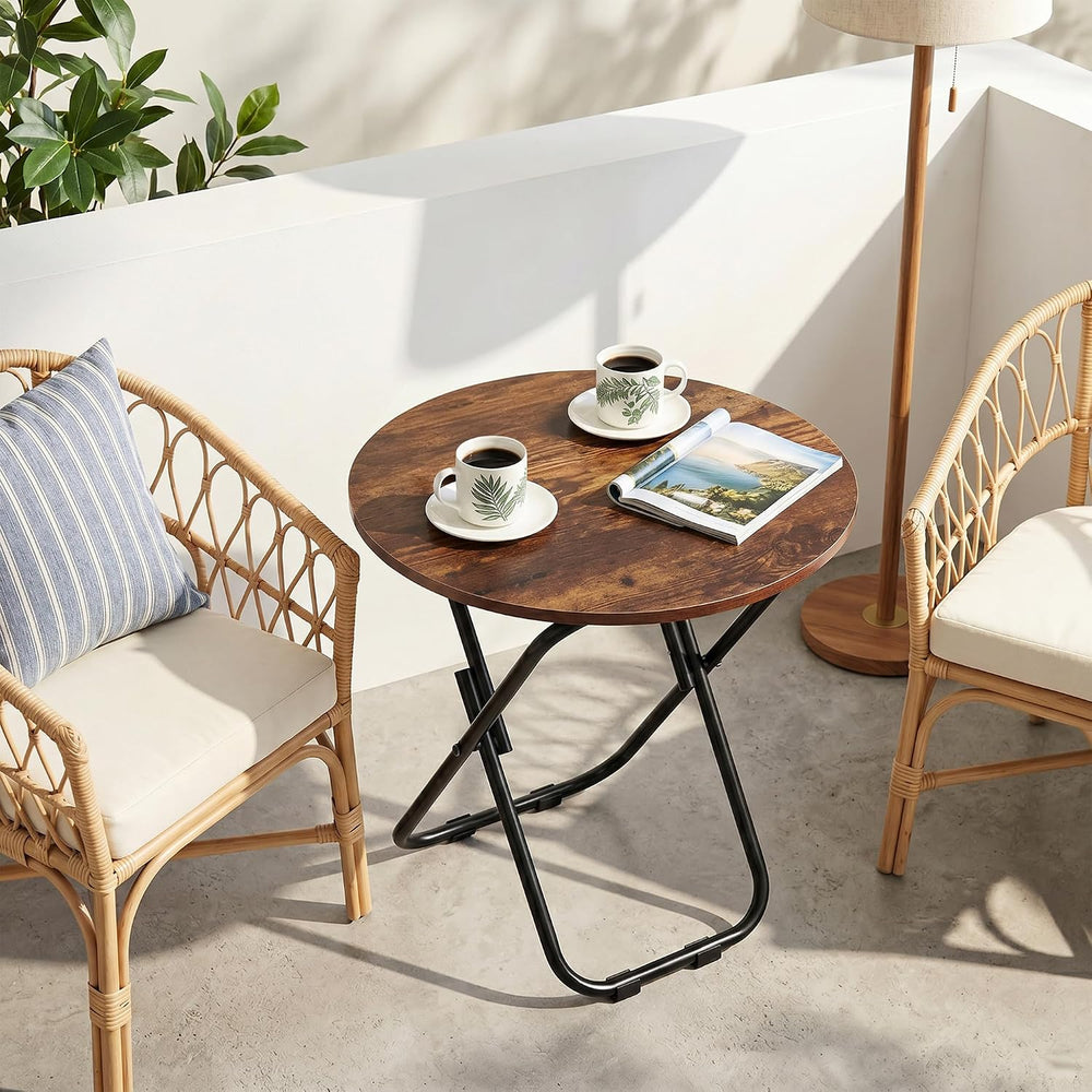VECELO Patio Outdoor Side Table,17.7 inch Small Folding Table Round Waterproo...