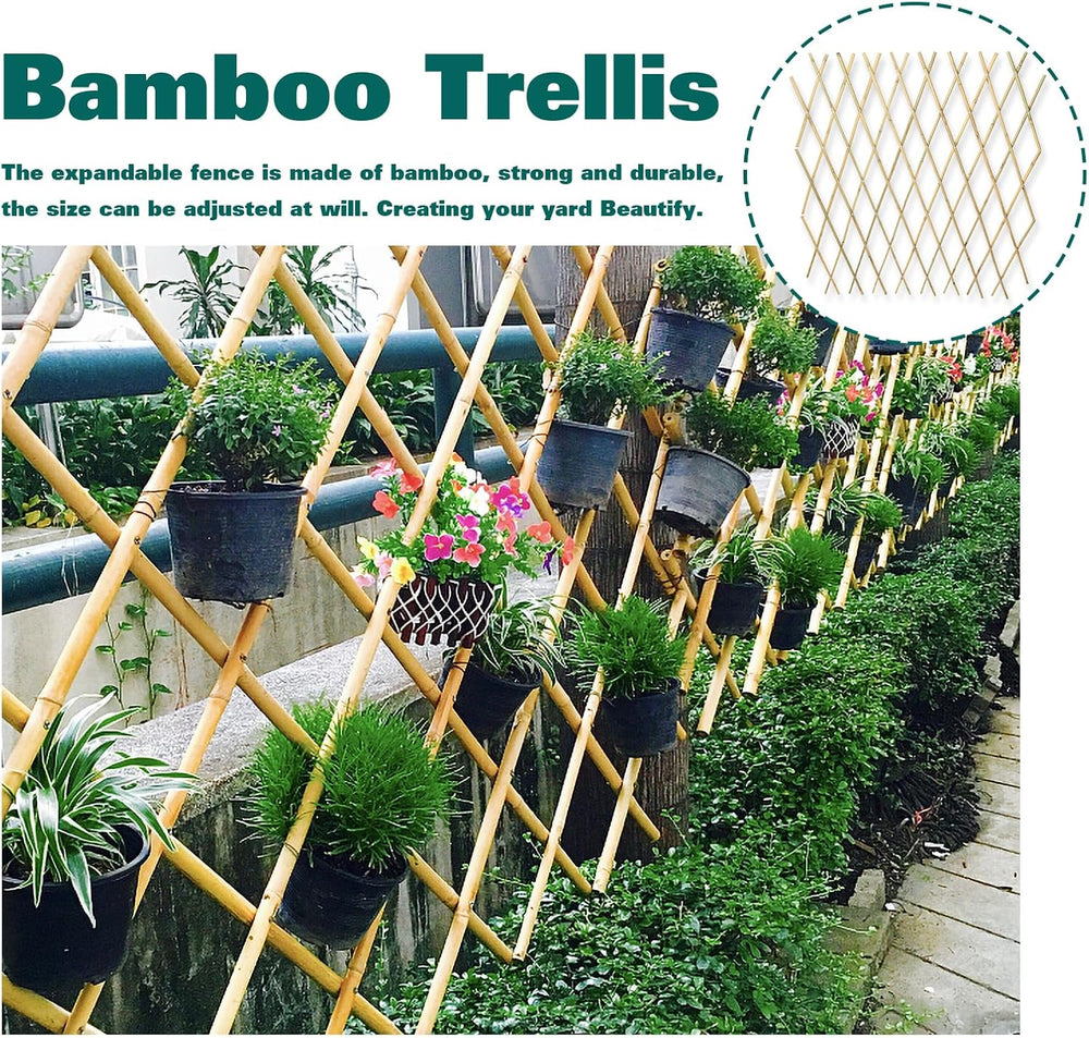 Bamboo Trellis 36x92 Inch, Expandable Fence 3ft by 8ft, Outside Lattice Fence...