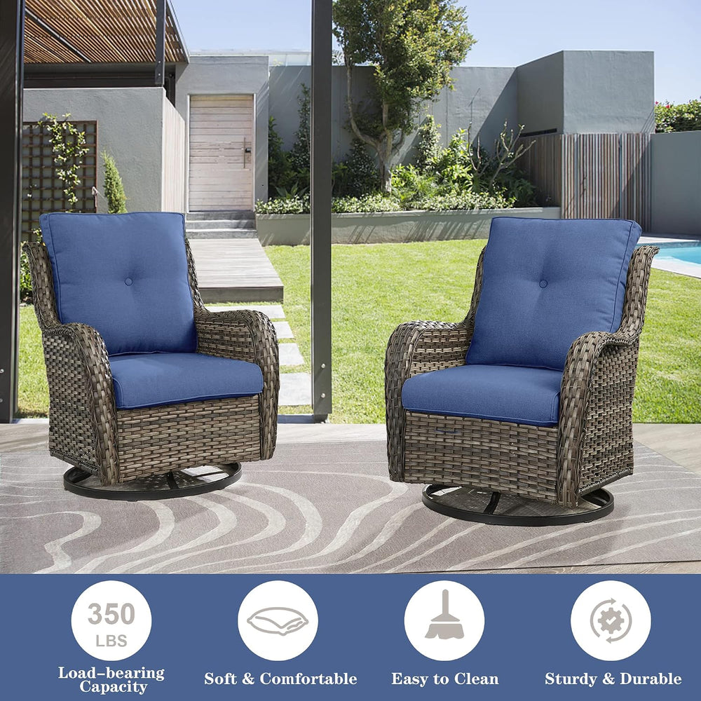 Belord Outdoor Swivel Chairs Set of 2,Patio Wicker Rocker Chairs with Ottoman...
