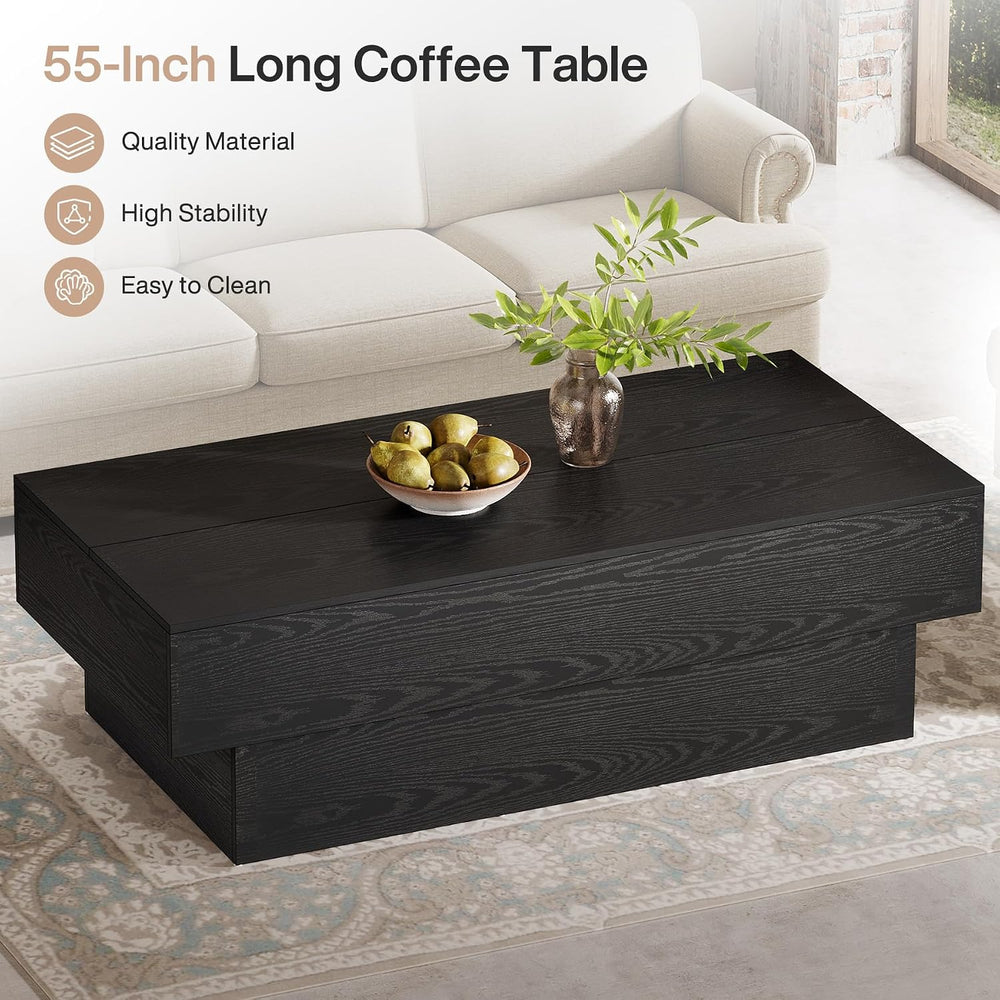 Tribesigns 55-Inch Wooden Coffee Table, Modern Rectangular Tea Table, Large C...