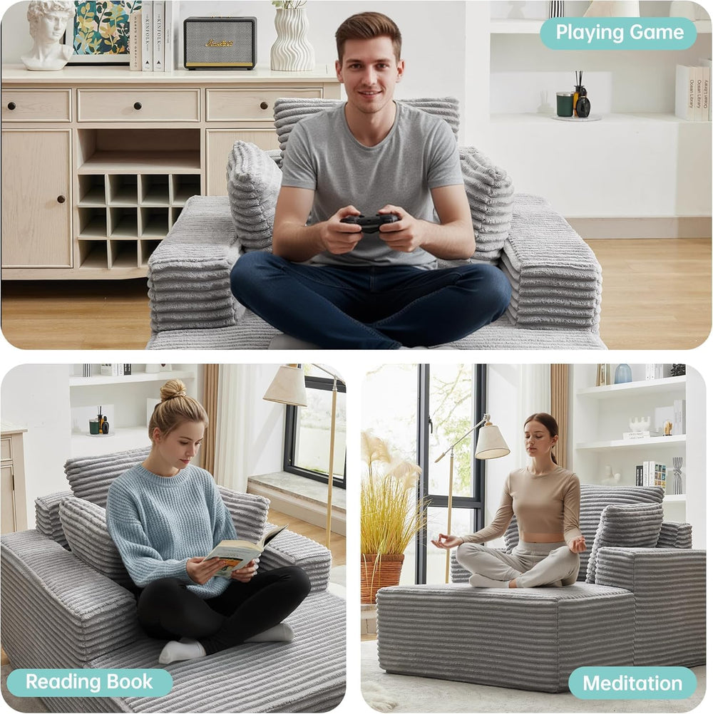 Boneless Couch Chaise Lounge Chair, 54" Oversized Cloud Sofa with Deep S...