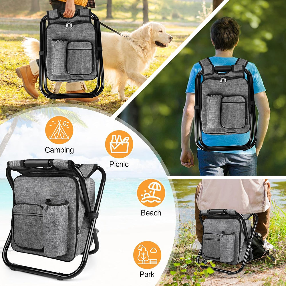 Kikerike Backpack Stool Cooler Chair Heavy Duty 300 LBS Max Load Portable Lig...