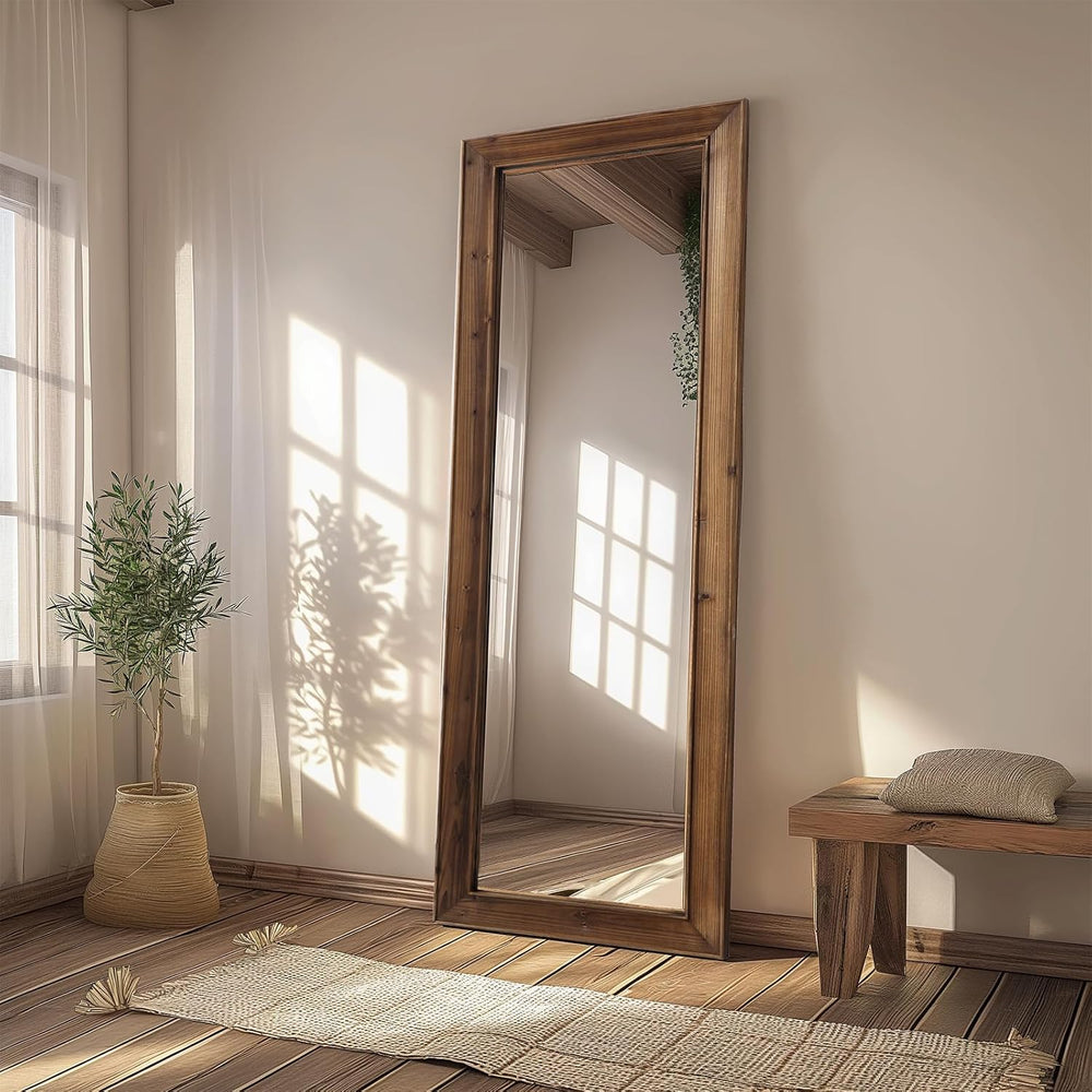 MELOMOIR 64"x21" Rustic Farmhouse Full Length Mirror with Solid Woo...