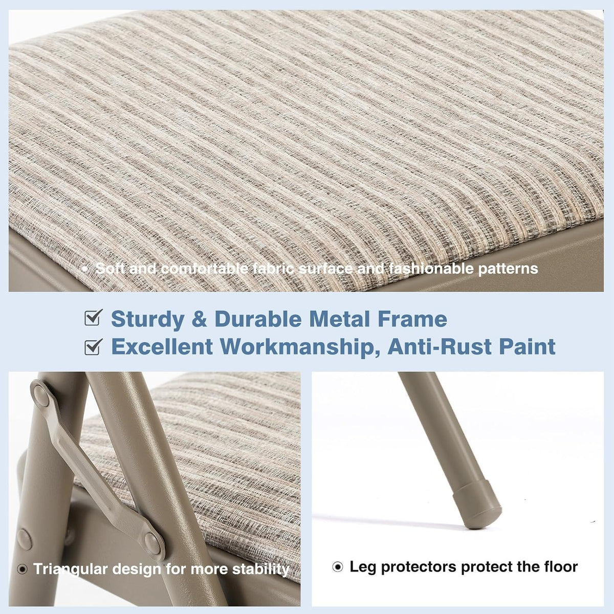 DUMOS Padded Folding Chairs 4 Pack, Foldable Dining Patio Chairs, Outdoor