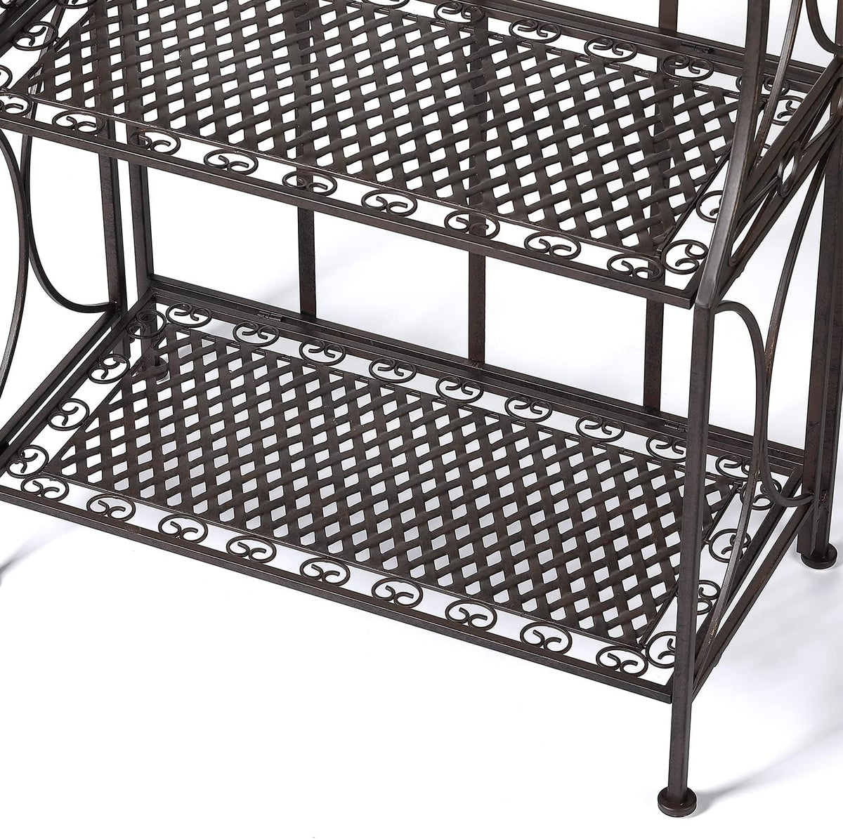 Kitchen Metal Bakers Rack Microwave Oven Stand Kitchens with Storage Three-Tiered Kitchen Organization Shelf Rack, 27" x 13.75" x 48.6",Antique Bronze