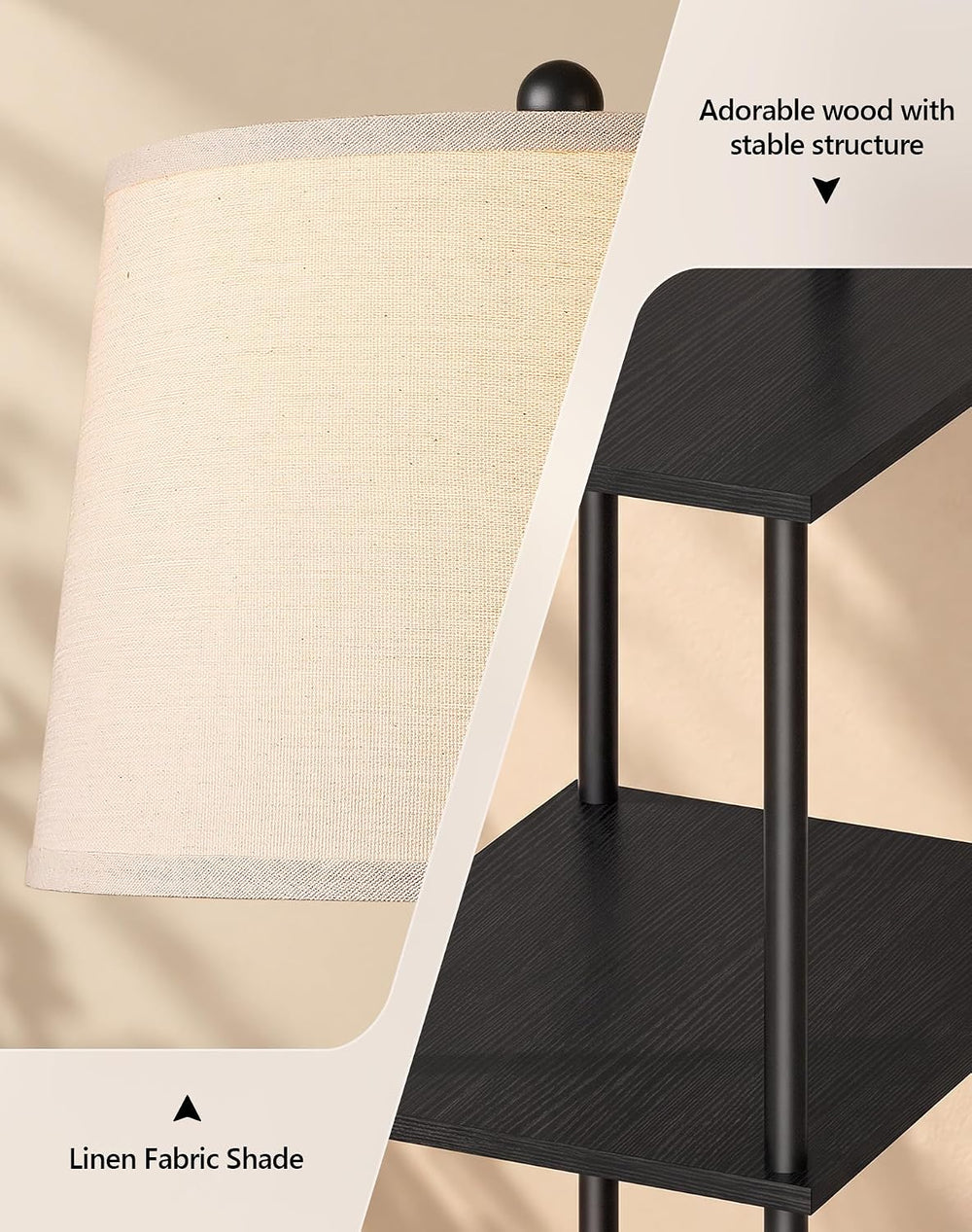 Swing Arm Floor Lamp with Table, Nightstands End Side Table for Living Room