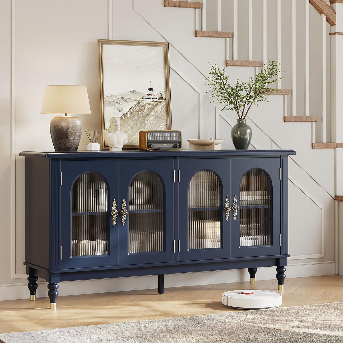 iPormis 59" Arched Sideboard Buffet Cabinet with Storage, Blue