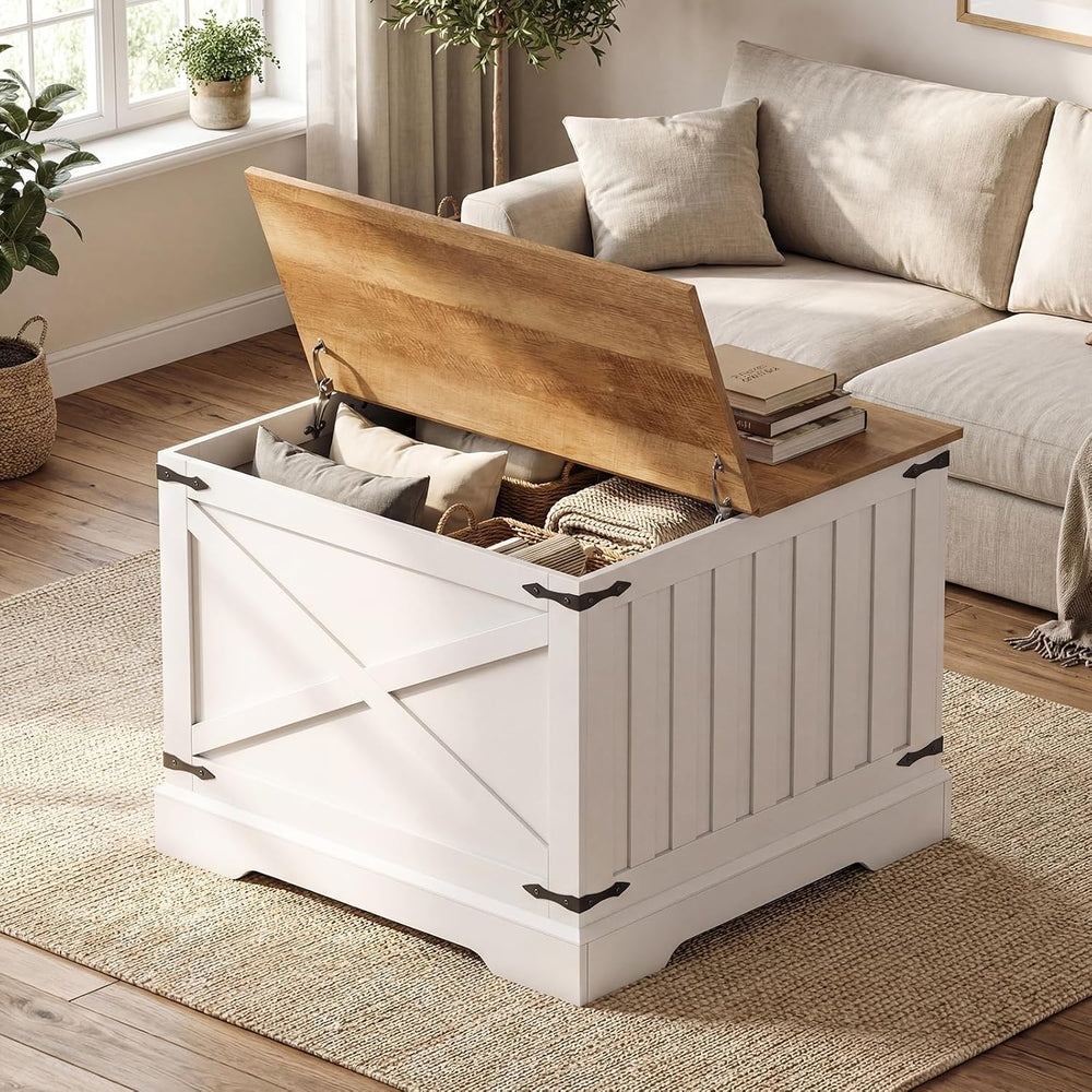 GIANTEX Farmhouse Lift Top Coffee Table, 31.5" Square Wood Center Table ...