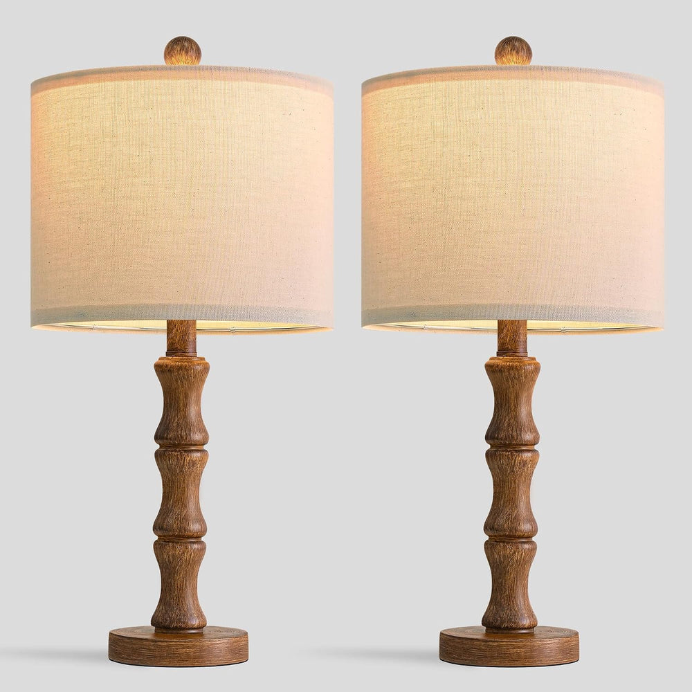 BOBOMOMO 20.5" Rustic Table Lamps Set of 2, Farmhouse Nightstand Lamp wi...