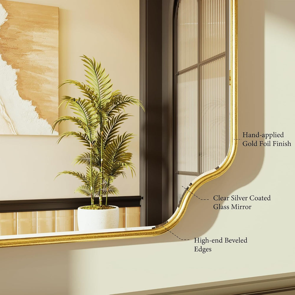 Kelly Miller 24"x48" Gold Foil Scalloped Decorative Wall Mirror