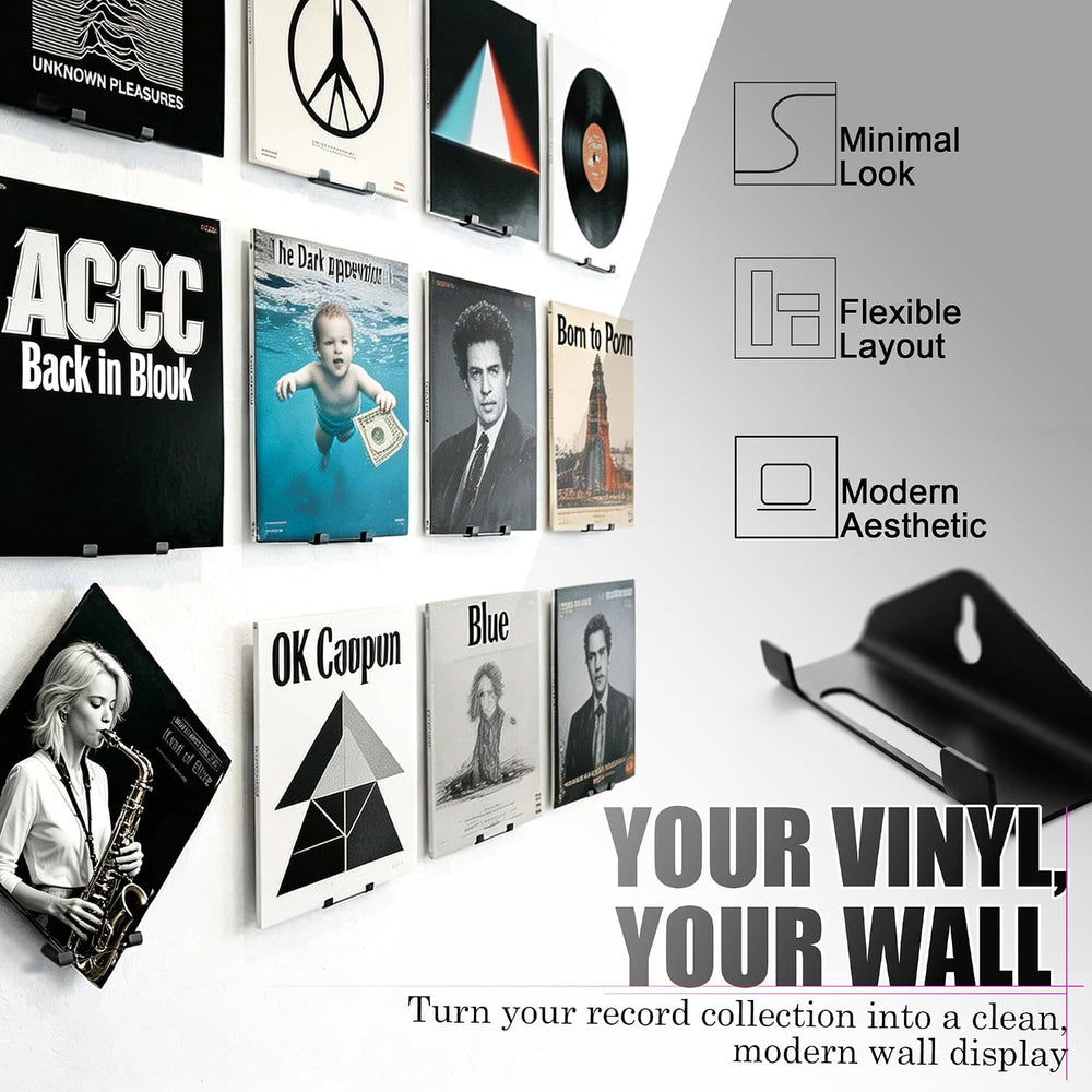 Vinyl Record Wall Mount Shelf, Custom Multi Angle Display, 20 Pcs
