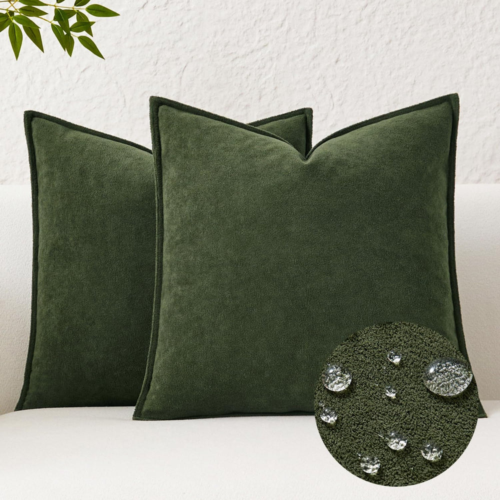 Kevin Textile Soft Waterproof Pillow Covers 26x26 Inch 2 Pack, Moss Green