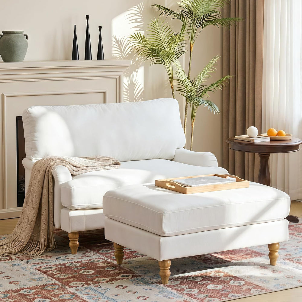 Bezseller 47" W Oversized Chair Indoor with Ottoman (Beige)
