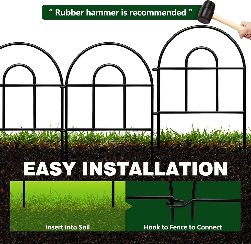 Decorative Garden Fence 43.33ft x 17in - 40 Pack Rustproof Metal No Dig Fence...