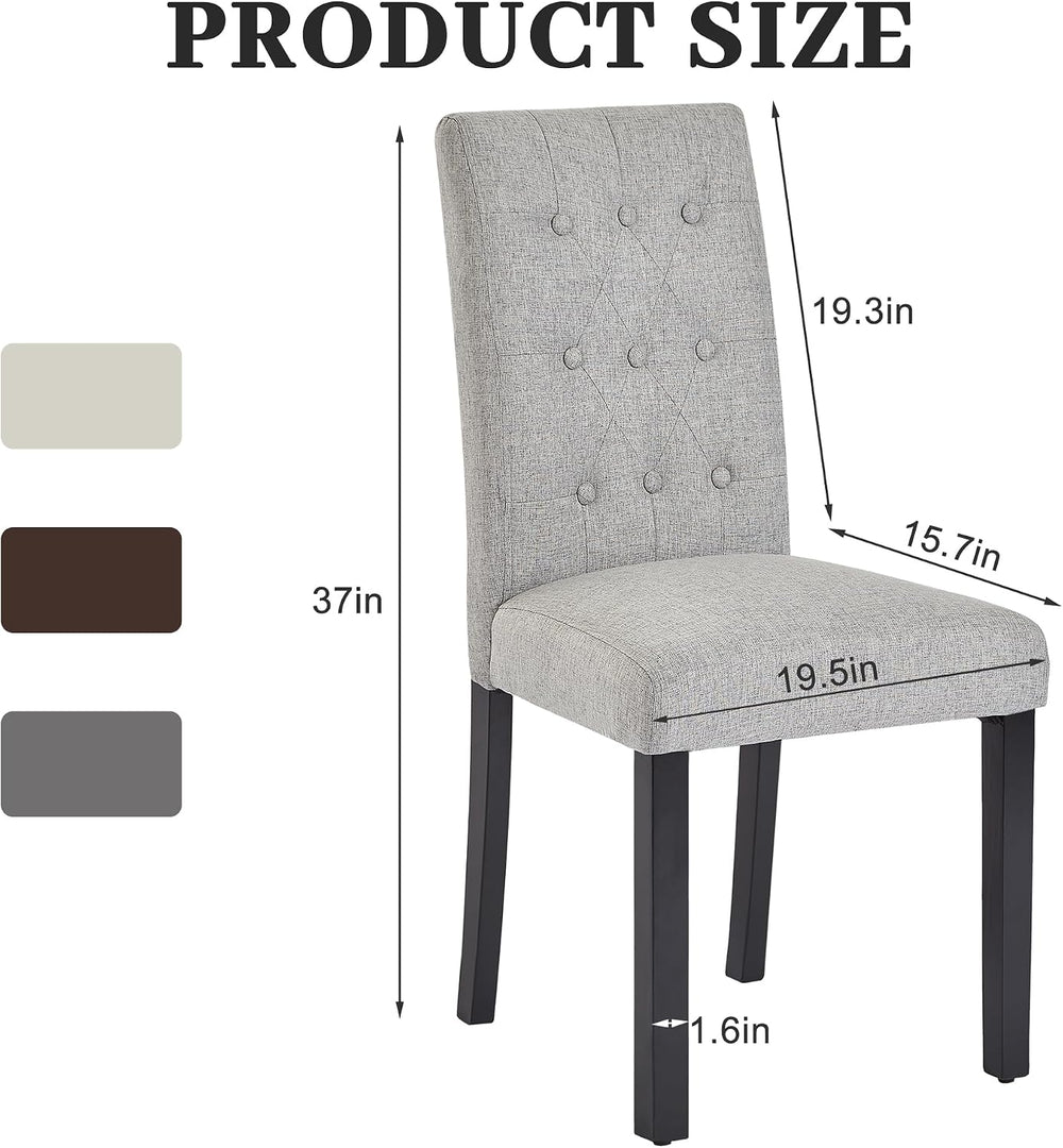 VECELO Upholstered Dining Chairs Set of 2, Button Tufted Back, Padded Seat, W...