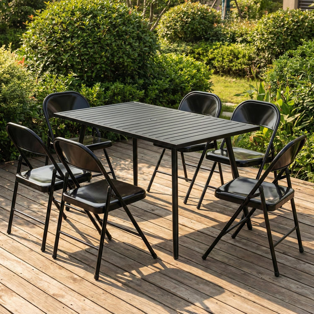 10 Pack Black Metal Folding Chairs, All-Steel Foldable Chairs