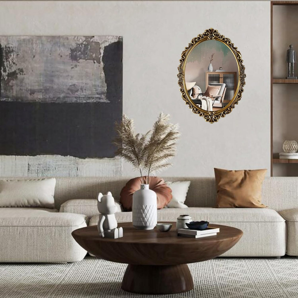 OIGUMR Medium Oval Wall Mirror Resin Frame Size：20.4 x 14.5 inch
