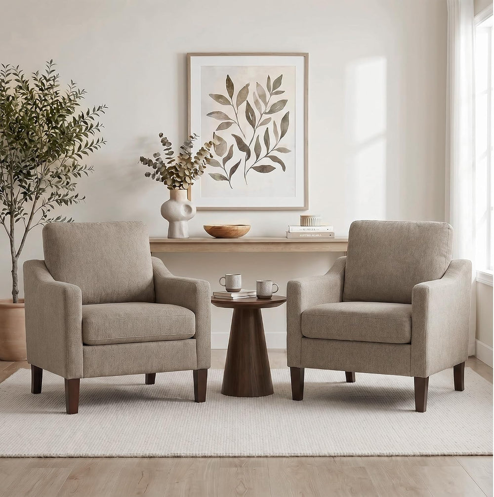 VKNOW Accent Chairs Set of 2, Modern Upholstered Armchairs, Brown