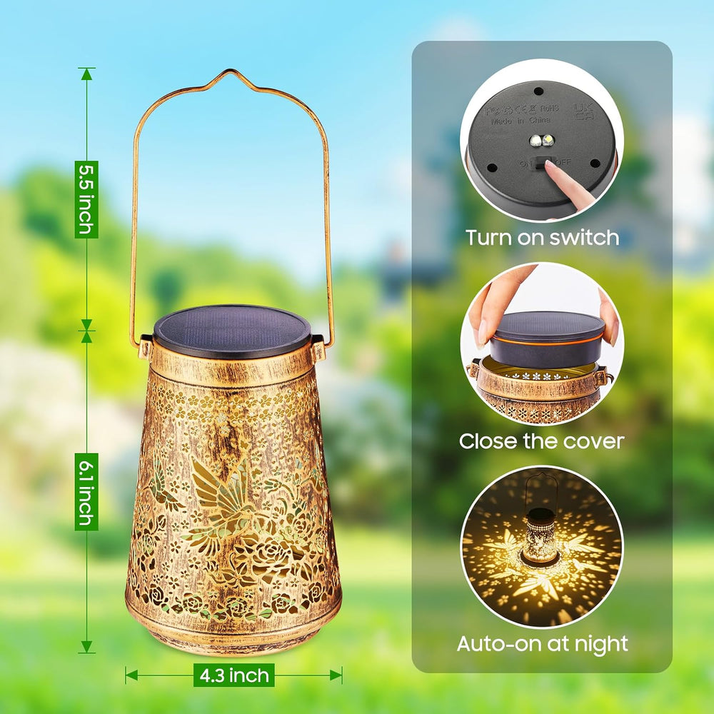2 Pack Solar Lanterns Outdoor Waterproof Birthday Gifts for Women Mom Grandma...