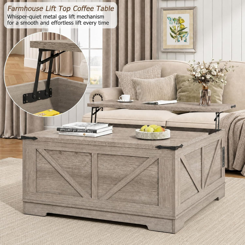EAG 40" Large Lift Top Coffee Table with Storage, Grey