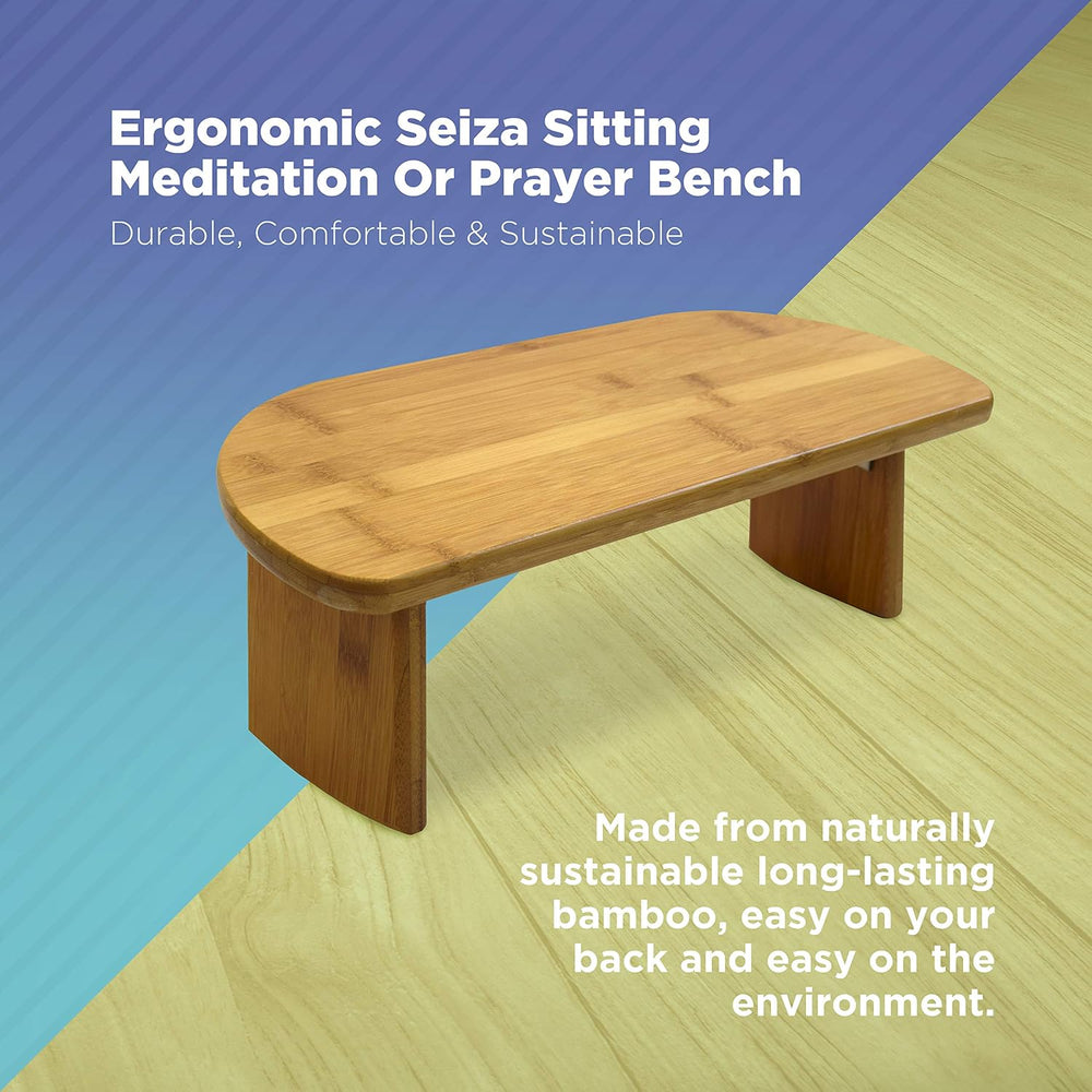 Bean Products Bamboo Folding Meditation Bench, Ergonomic Kneeling Stool