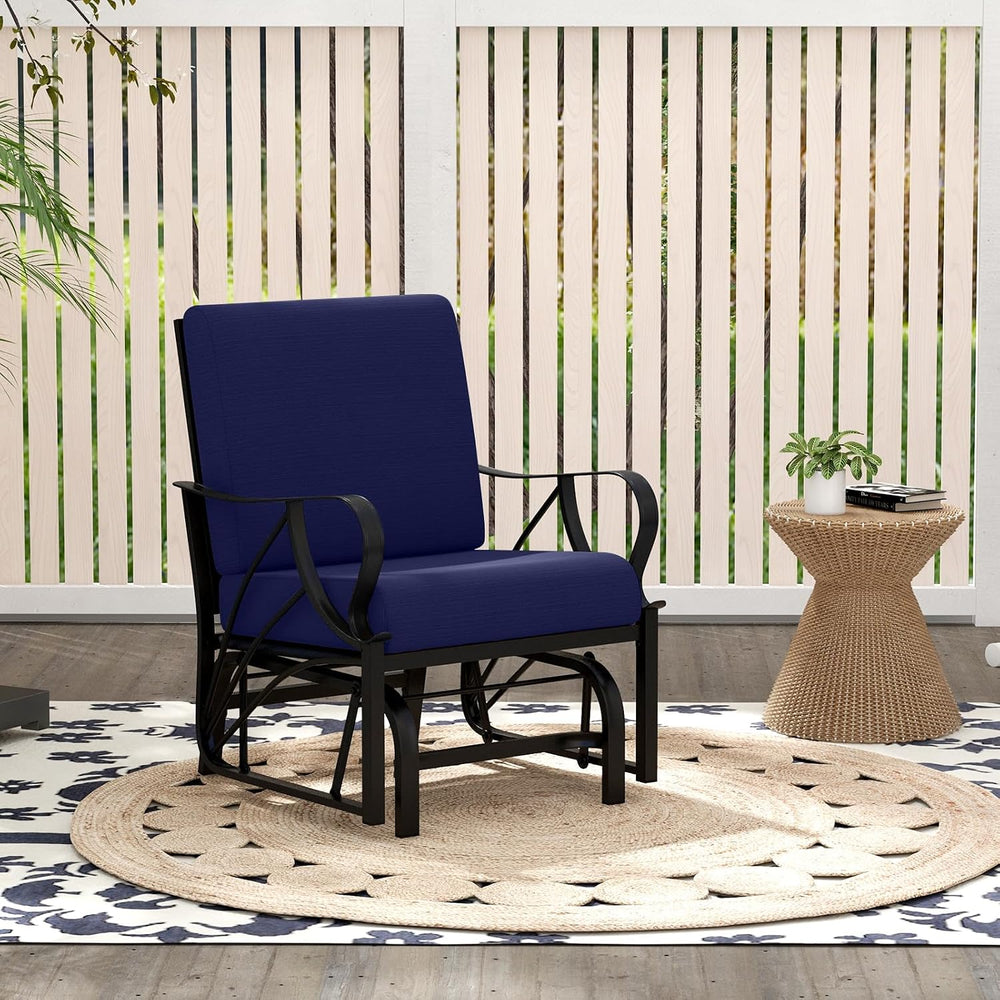 Tangkula Outdoor Patio Glider, Metal Framed Gliding Chair with Cushion, Ergon...