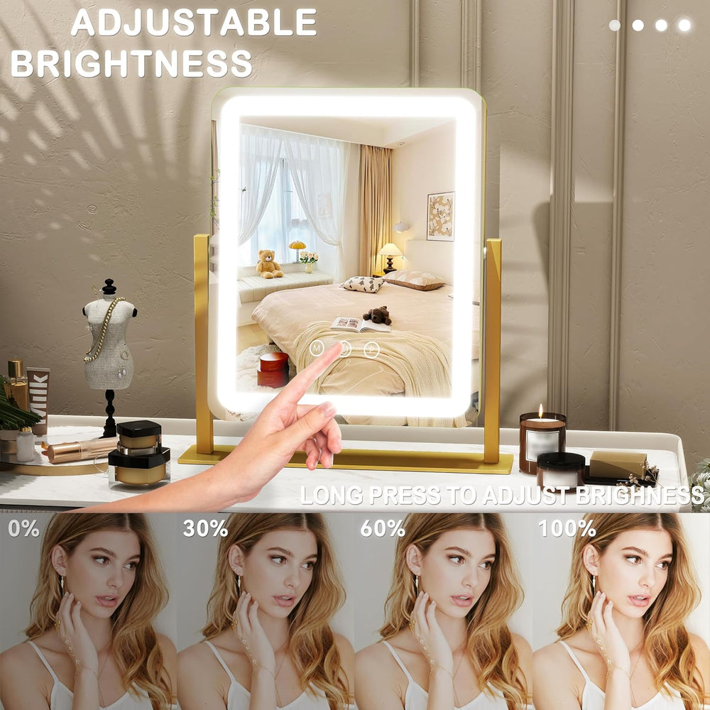 ROLOVE Vanity Mirror with Lights, 12.6"×15" LED Makeup Mirror, Ligh...