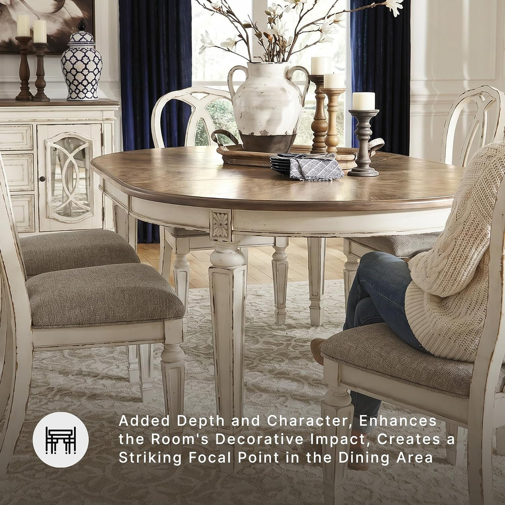 Signature Design by Ashley Extendable Round to Oval Dining Table, White