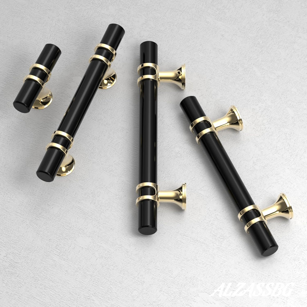 Alzassbg 3-3/4" Black and Gold Cabinet Pulls 10 Pack, AL3097KM