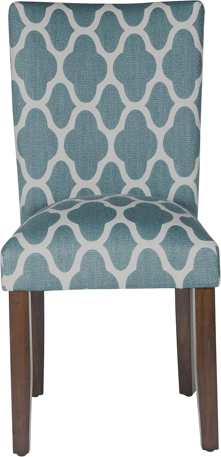 HomePop Parsons Classic Upholstered Accent Dining Chair, Set of 2, Teal and C...