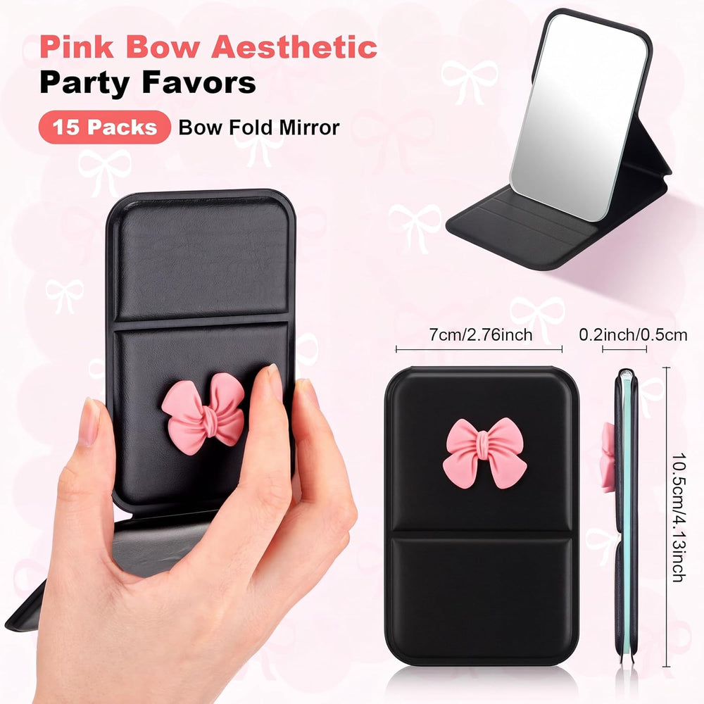 Amyhill 30 Pcs Coquette Bow Party Favor Compact Mirror Mini Hair Brush Travel...