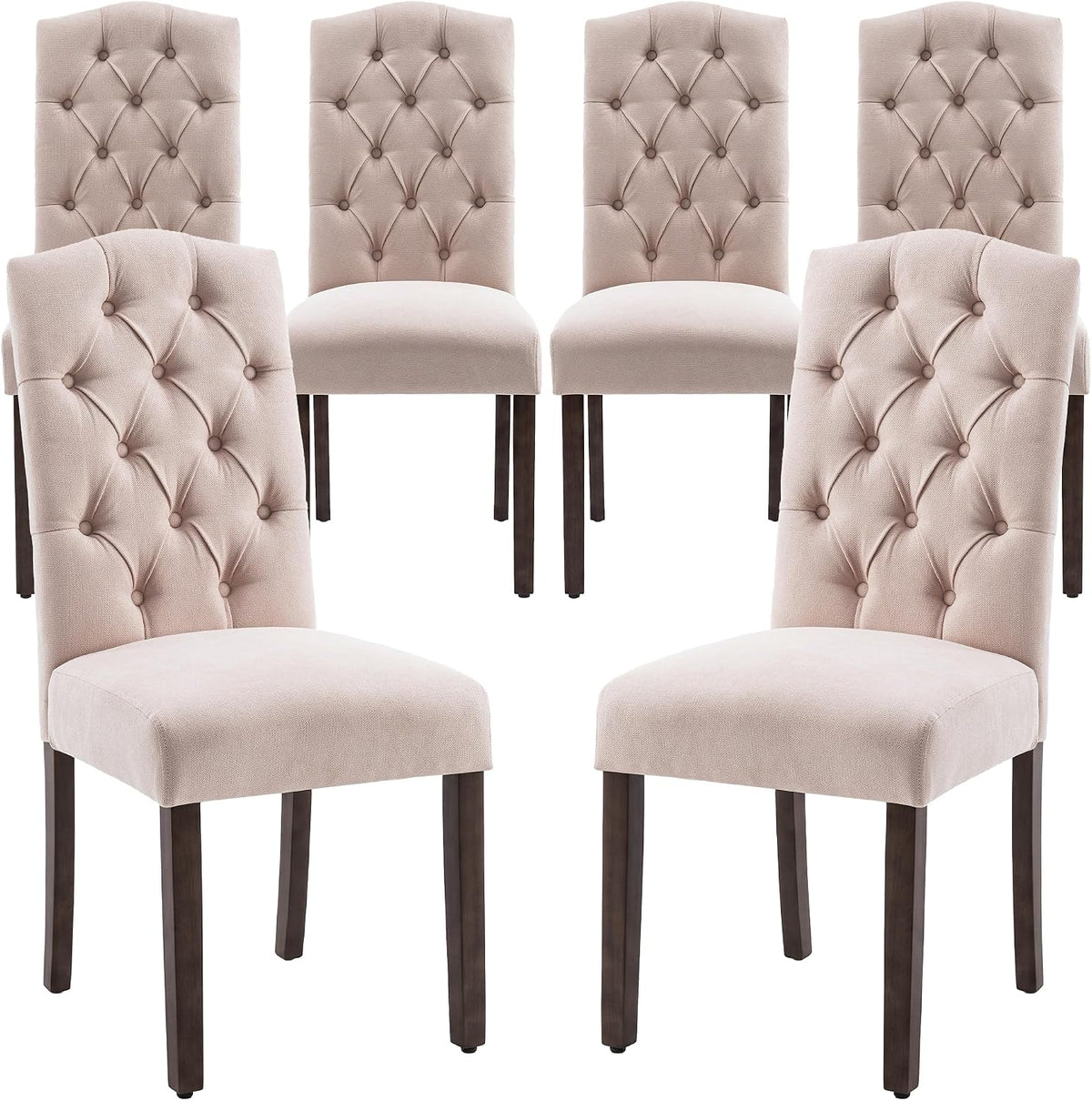 Tufted Dining Chair Fabric Button Upholstered Modern Kitchen Diner Set of 2