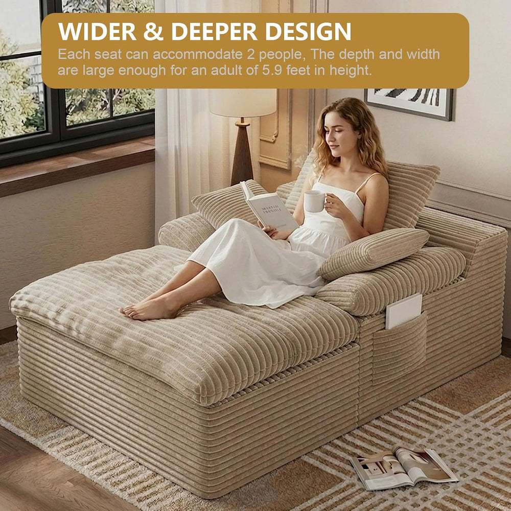 65" Oversized Chaise Lounge Chair Indoor, Boneless Chaise Lounge Chair D...