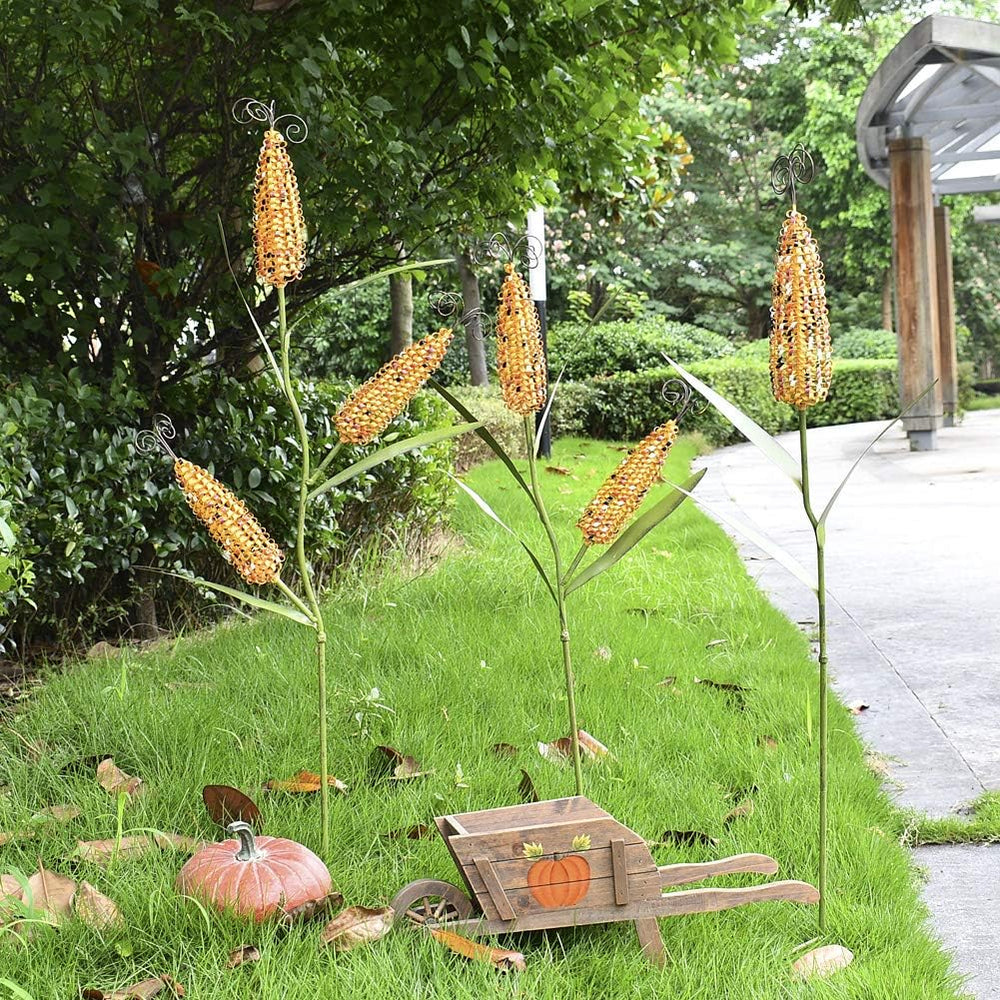 Metal Corn Garden Stake Yard Art Fall Decor Decorative Corns Outdoor Stakes