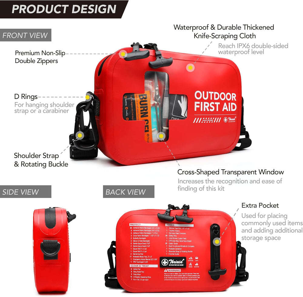 152 PCS Waterproof First Aid Kit, Portable Small Boat Dry Bag Bug Out Bags, E...