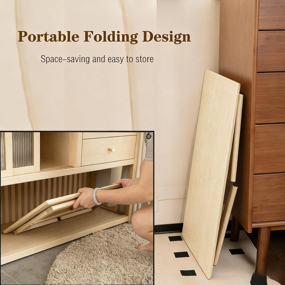 Bamboo Coffee Table Foldable Japanese Floor Desk Folding Low Tea Table No Ass...