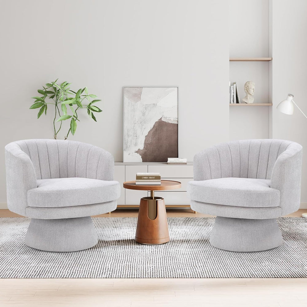 CANMOV Swivel Accent Chair with Armrest Set of 2, Modern 360 Degree Swivel Ba...