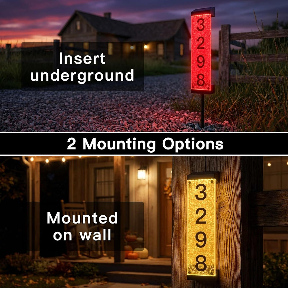 Solar Address Numbers for House, Address Signs for Yard with Stake