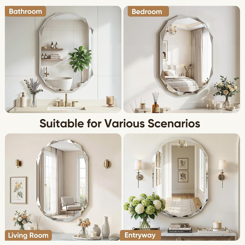 Suidia Bathroom Mirror, 24"x 36" Wall Mirror, Frameless Bathroom Mi...