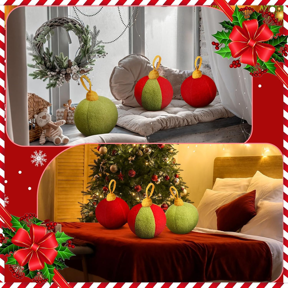 FairySandy 3 Pcs Christmas Ball Pillows Plush, Christmas Ball, Colorful