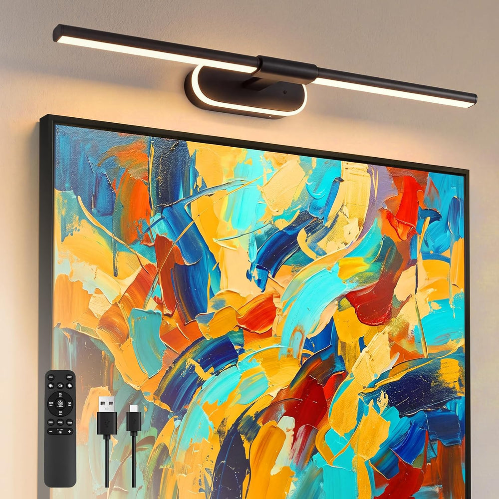 24" Wireless Picture Lights for Wall, Rechargeable Art Light with Timer