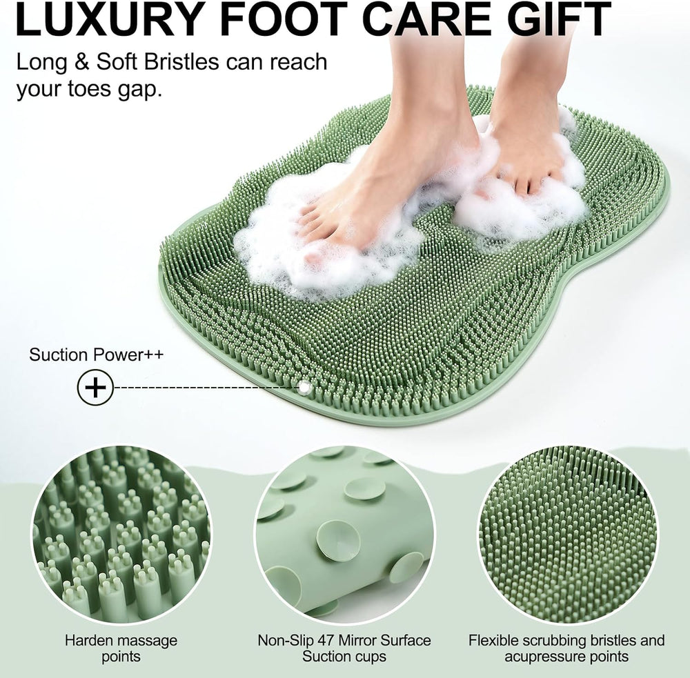 Bath Shower Foot Scrubber Mat - Silicone Shower Foot Scrubber Mat (XL) Cleane...