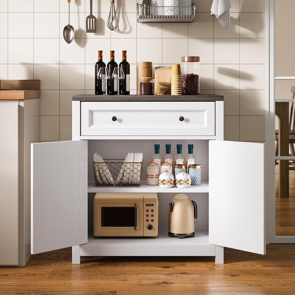 Gizoon Storage Cabinet with Adjustable Shelf, 2-Door Farmhouse Buffet