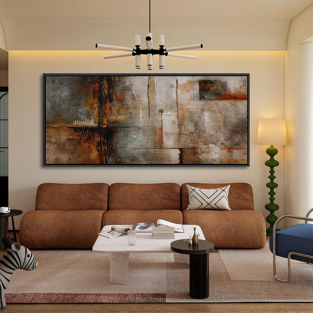 YDYSUNE Extra Large Framed Abstract Wall Art | Brown Subtle Textured Canvas P...