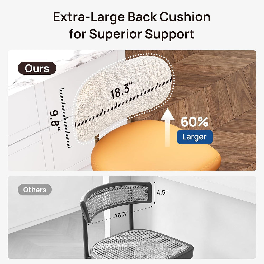 ALPHA HOME Bar Stools Set of 3, Counter Height Barstools with Back, 24 Inch